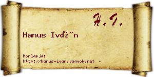 Hanus Iván névjegykártya