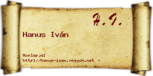Hanus Iván névjegykártya